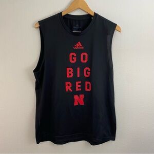 Adidas Men's Black and Red Sleeveless Shirt